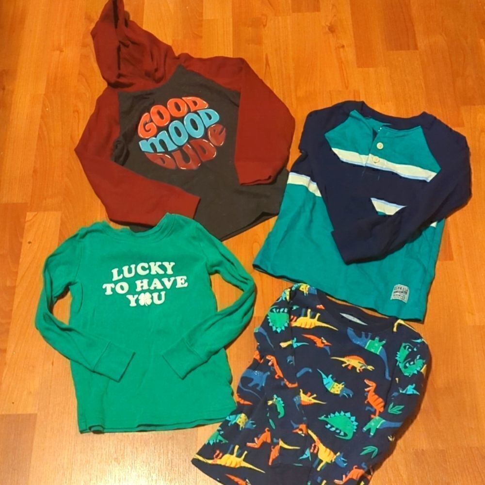 Size 5T Tops Pajama Shirts Long Sleeves St Patrick's Boy Dinosaur